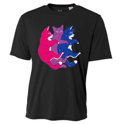 Lgbtq Bisexual Pride Flag Cats Pile Bisexual Cooling Performance Crew T-Shirt