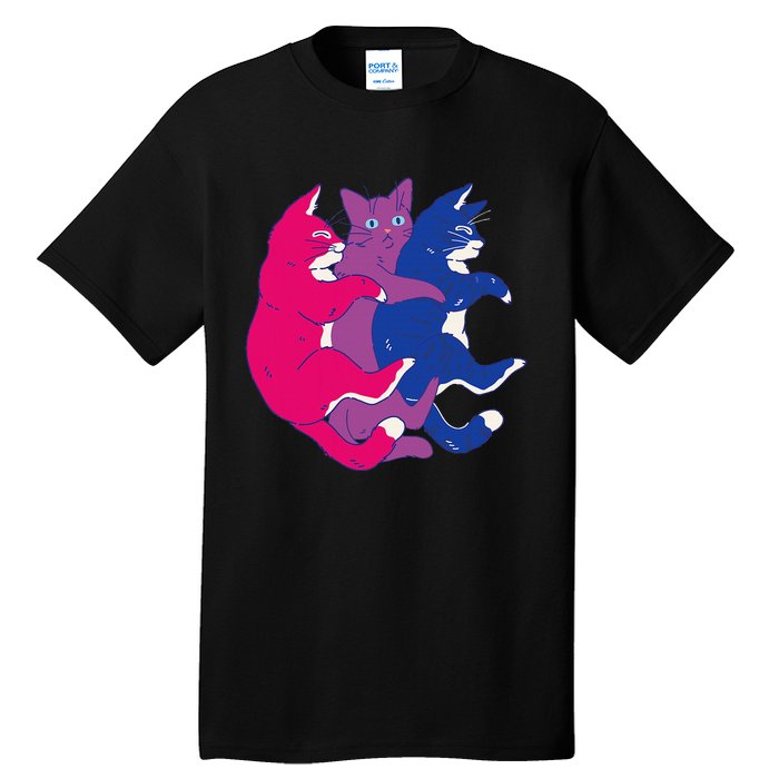 Lgbtq Bisexual Pride Flag Cats Pile Bisexual Tall T-Shirt