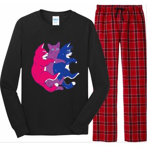 Lgbtq Bisexual Pride Flag Cats Pile Bisexual Long Sleeve Pajama Set