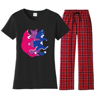 Lgbtq Bisexual Pride Flag Cats Pile Bisexual Women's Flannel Pajama Set