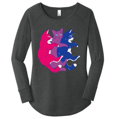 Lgbtq Bisexual Pride Flag Cats Pile Bisexual Women's Perfect Tri Tunic Long Sleeve Shirt