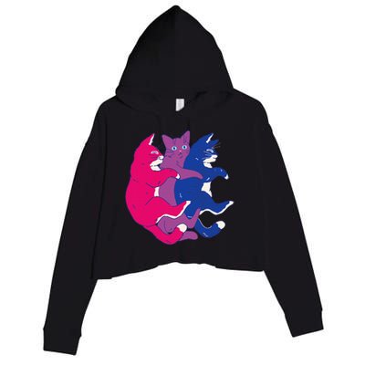 Lgbtq Bisexual Pride Flag Cats Pile Bisexual Crop Fleece Hoodie