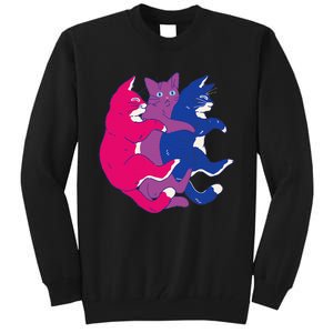 Lgbtq Bisexual Pride Flag Cats Pile Bisexual Tall Sweatshirt