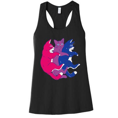 Lgbtq Bisexual Pride Flag Cats Pile Bisexual Women's Racerback Tank