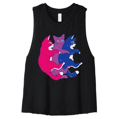 Lgbtq Bisexual Pride Flag Cats Pile Bisexual Women's Racerback Cropped Tank