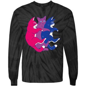 Lgbtq Bisexual Pride Flag Cats Pile Bisexual Tie-Dye Long Sleeve Shirt