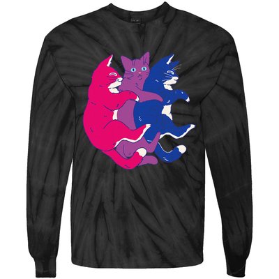 Lgbtq Bisexual Pride Flag Cats Pile Bisexual Tie-Dye Long Sleeve Shirt