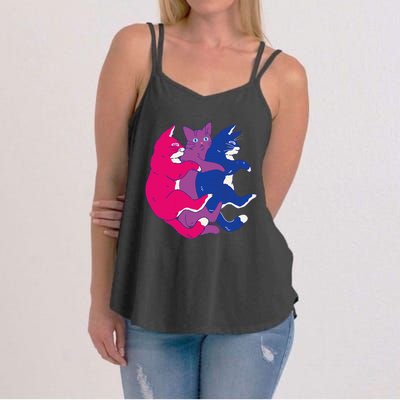 Lgbtq Bisexual Pride Flag Cats Pile Bisexual Women's Strappy Tank