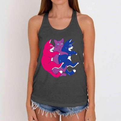 Lgbtq Bisexual Pride Flag Cats Pile Bisexual Women's Knotted Racerback Tank