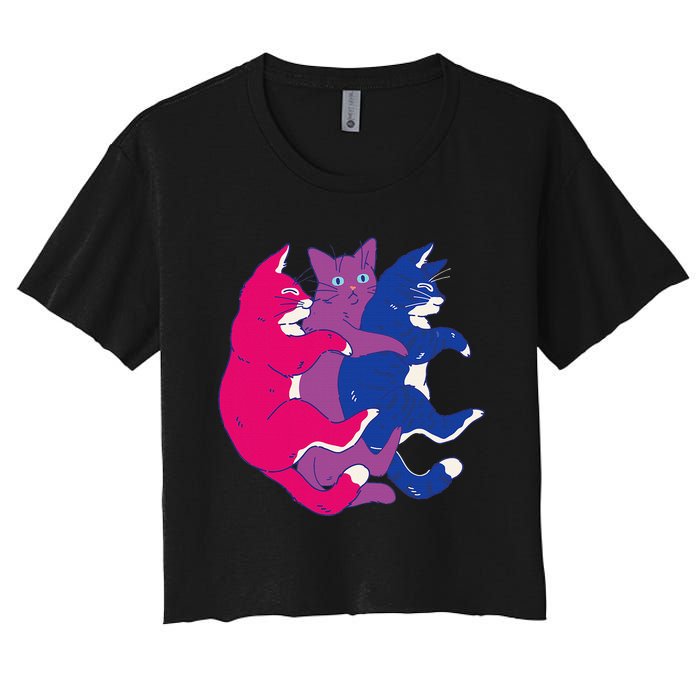 Lgbtq Bisexual Pride Flag Cats Pile Bisexual Women's Crop Top Tee