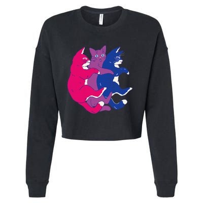 Lgbtq Bisexual Pride Flag Cats Pile Bisexual Cropped Pullover Crew