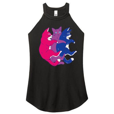 Lgbtq Bisexual Pride Flag Cats Pile Bisexual Women's Perfect Tri Rocker Tank