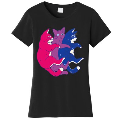 Lgbtq Bisexual Pride Flag Cats Pile Bisexual Women's T-Shirt