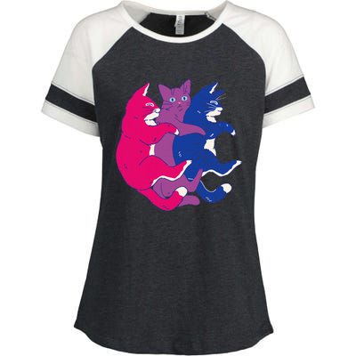 Lgbtq Bisexual Pride Flag Cats Pile Bisexual Enza Ladies Jersey Colorblock Tee