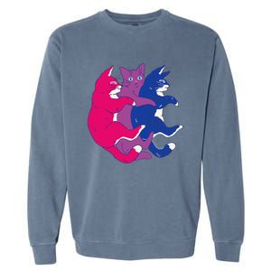 Lgbtq Bisexual Pride Flag Cats Pile Bisexual Garment-Dyed Sweatshirt