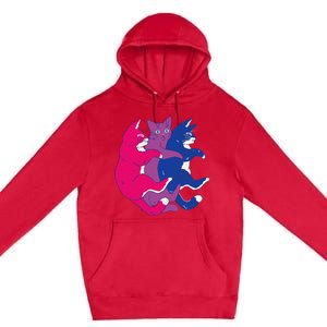 Lgbtq Bisexual Pride Flag Cats Pile Bisexual Premium Pullover Hoodie