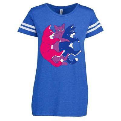 Lgbtq Bisexual Pride Flag Cats Pile Bisexual Enza Ladies Jersey Football T-Shirt