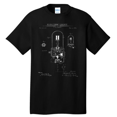 Light Bulb Patent Electricity Electrics Lamps Patent Tall T-Shirt