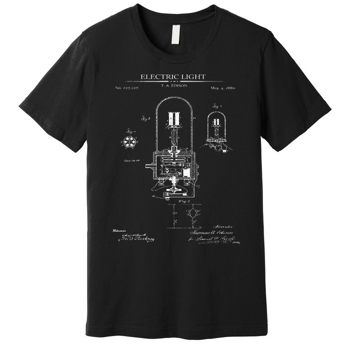 Light Bulb Patent Electricity Electrics Lamps Patent Premium T-Shirt