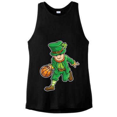 Leprechaun Basketball Player St Patrick's Day Ladies PosiCharge Tri-Blend Wicking Tank