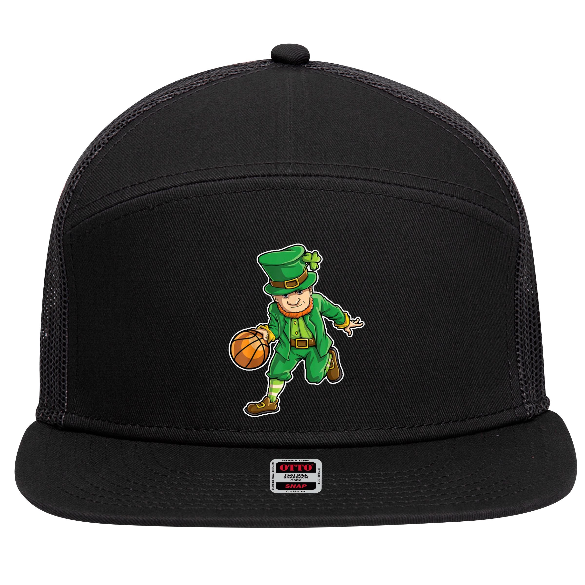 Leprechaun Basketball Player St Patrick's Day 7 Panel Mesh Trucker Snapback Hat