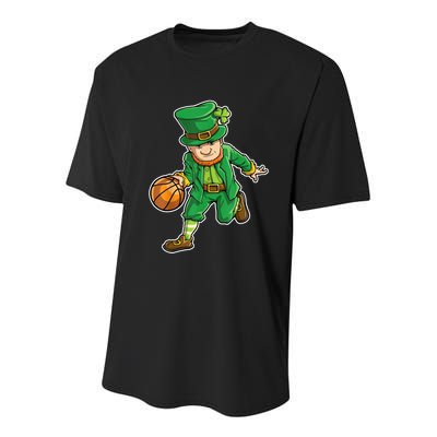 Leprechaun Basketball Player St Patrick's Day Youth Performance Sprint T-Shirt