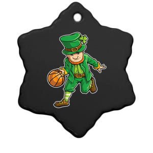 Leprechaun Basketball Player St Patrick's Day Ceramic Star Ornament