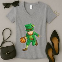 Leprechaun Basketball Player St Patrick's Day Women's V-Neck T-Shirt