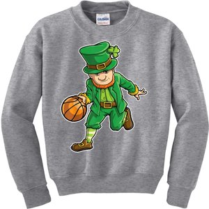 Leprechaun Basketball Player St Patrick's Day Kids Sweatshirt