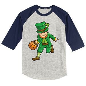 Leprechaun Basketball Player St Patrick's Day Kids Colorblock Raglan Jersey