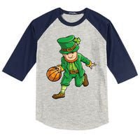 Leprechaun Basketball Player St Patrick's Day Kids Colorblock Raglan Jersey