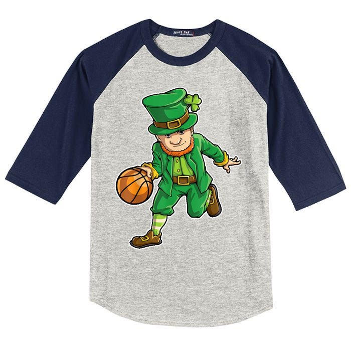 Leprechaun Basketball Player St Patrick's Day Kids Colorblock Raglan Jersey