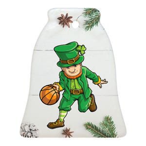 Leprechaun Basketball Player St Patrick's Day Ceramic Bell Ornament