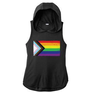 LGTBQ Black Pride Flag Ladies PosiCharge Tri-Blend Wicking Draft Hoodie Tank