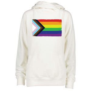 LGTBQ Black Pride Flag Womens Funnel Neck Pullover Hood