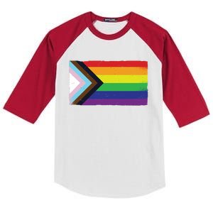 LGTBQ Black Pride Flag Kids Colorblock Raglan Jersey