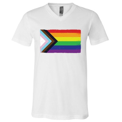 LGTBQ Black Pride Flag V-Neck T-Shirt