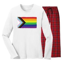 LGTBQ Black Pride Flag Women's Long Sleeve Flannel Pajama Set 