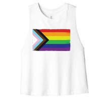 LGTBQ Black Pride Flag Women's Racerback Cropped Tank