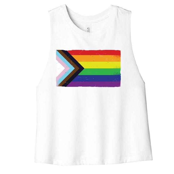 LGTBQ Black Pride Flag Women's Racerback Cropped Tank