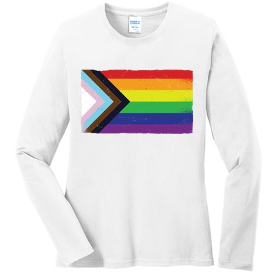 LGTBQ Black Pride Flag Ladies Long Sleeve Shirt