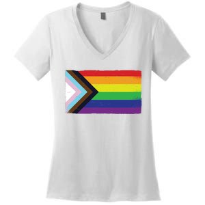 LGTBQ Black Pride Flag Women's V-Neck T-Shirt