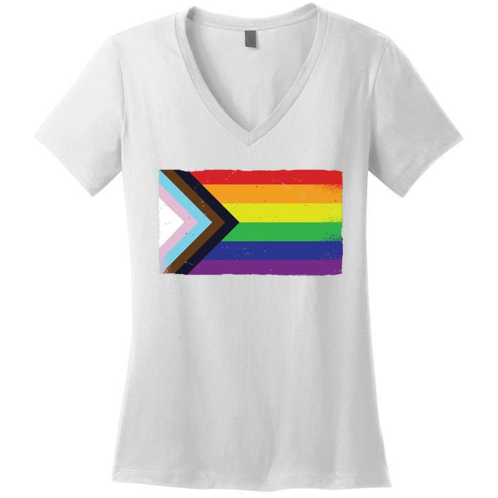 LGTBQ Black Pride Flag Women's V-Neck T-Shirt