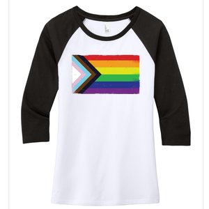 LGTBQ Black Pride Flag Women's Tri-Blend 3/4-Sleeve Raglan Shirt