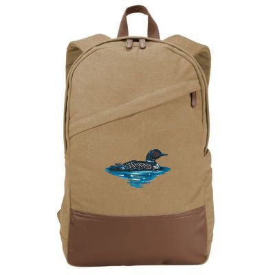 Loon Bird Painting Duck Lake Cotton Canvas Backpack