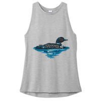 Loon Bird Painting Duck Lake Ladies PosiCharge Tri-Blend Wicking Tank
