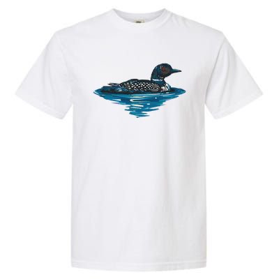 Loon Bird Painting Duck Lake Garment-Dyed Heavyweight T-Shirt