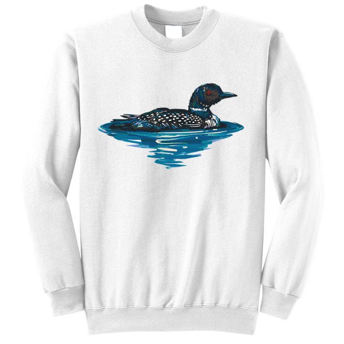 Loon Bird Painting Duck Lake Sweatshirt
