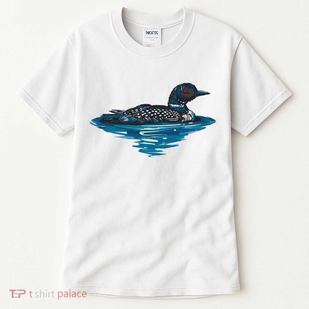 Loon Bird Painting Duck Lake Tall T-Shirt