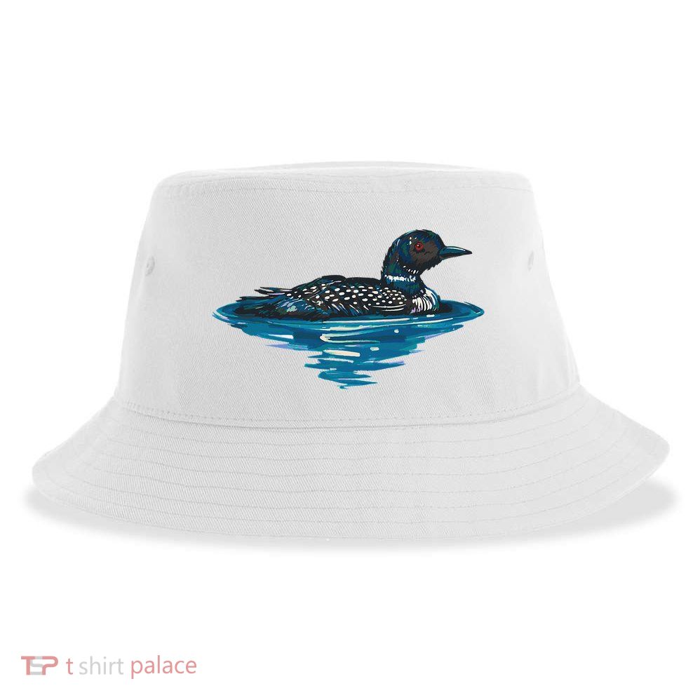 Loon Bird Painting Duck Lake Sustainable Bucket Hat